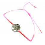 Les Tr&eacute;sors De Lily [P5075] - Bracelet ethnique acier 'Arbre de Vie' rose - 15 mm punane