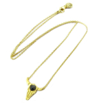 7bis [Q1512] - k&auml;sitsi valmistatud kaelakee  Boho  (piisoni pealuu) must kuld - 15x15 mm must