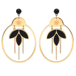 Les Tr&eacute;sors De Lily [Q5078] - mustast kullast 'Boho' terasest disaink&otilde;rvar&otilde;ngad - 46x28 mm must