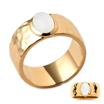 Bague Plaqu&eacute; Or 'Cleopatra' pierre de lune dor&eacute; - 10 mm 54 valge