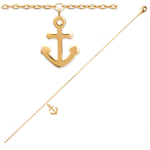 Les Tr&eacute;sors De Lily [Q8454] - Cha&icirc;ne Cheville plaqu&eacute; or 'Ancre Marine' dor&eacute; - 25 cm 12x9 mm kuld