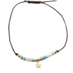 Les Tr&eacute;sors De Lily [R0139] - Bracelet acier 'Une Etoile est N&eacute;e' turquoise dor&eacute; - &eacute;toile 7 mm t&uuml;rkiissinine