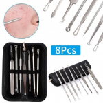 8Pcs Black Dot Pimple Blackhead Remover Tool Needles set For Squeezing Acne Tools Spoon for Face