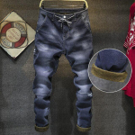 Talvised meeste soojad slim teksad vabaaja klassikalises stiilis mustad sinised denim venivad p&uuml;ksid mees br&auml;nd p&uuml;ksid 28 tumesinine v&auml;rv