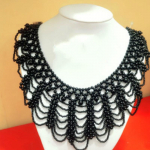 P&auml;rlitest helmestega pitsist krae paelad naiste kaelakee pulmaehted riietele pulmakleit must