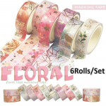 6rulli/komplekt lilleline pesuteip Lilleline dekoratiivteip Scrapbooking fotoalbum koolit&ouml;&ouml;riistad v&auml;ljal&otilde;igete album paberist kinkekomplekt
