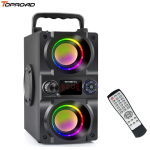 TOPROAD 40 W kaasaskantav Bluetooth-k&otilde;lar koos bassik&otilde;lariga juhtmevaba stereo bass v&auml;lispeok&otilde;larid toetavad kaugjuhtimispulti FM-raadio RGB LED-tuled must