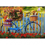 Maastik DIY 5D teemantmaali ristpistes komplekt Mosaiik Ilus roosa lilleline jalgratas teemanttikandid kodukaunistuse kingitus Full Round 20X30CM