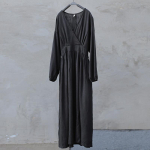 Johnature kevadine s&uuml;gisene V-kaelusega vaba &uuml;hev&auml;rviline pikk vintage vaba lihtne kleit One Size must