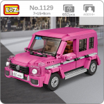 LOZ 1129 S&otilde;idukimudel Roosa Maastikuauto Uks Avatav Jeep Takso Buss 3D DIY Mini klotsid Tellised Ehitusm&auml;nguasi ilma kastita