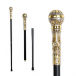 Kuld h&otilde;bedase jalutuskepiga Mees Moodne jalutuskepp Daami pidu jalutuskepid Elegantne vanaaegne eemaldatav jalutuskepp oranž