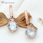 Moodne elegantne suur &uuml;mmargune kuupmeetrist tsirkooniumoksiidist tilkk&otilde;rvar&otilde;ngad roosa kullav&auml;rvi k&otilde;rvatropid naistele t&uuml;drukutele pulmapeo ehted