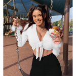 pikkade varrukatega karusnaha V-kaelusega m&auml;hitud side seksikad crop topid s&uuml;gistalvised naiste t&auml;navar&otilde;ivad klubipeo komplektid T-s&auml;rgid S must