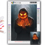 Teemantmaal Halloween hirmutav k&otilde;rvitsapea mees tikand Ristpistes kivist kodukaunistus Full Round 20X30CM