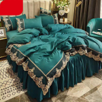 King-/queen-/kahe suurusega pitsist voodilina tekikate Padjap&uuml;&uuml;r Neljaosaline komplekt, tihendav magamistuba, kvaliteetne lihtne voodipesu full 4pcs