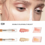 MENOW silmade ja n&auml;o helendav lamav siidiuss kahe otsaga Highlighter Pearlescent Champagne Gold lauv&auml;rvipliiats teritajaga 01#