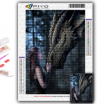 5D Teemantmaali Troonide M&auml;ng Draakoni ja ilu DIY Teemanttikandid Rhinestone kodukaunistus Full Round 20X30CM