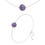 Les Tr&eacute;sors De Lily [R5980] - K&auml;sit&ouml;&ouml;na valmistatud h&otilde;bedane komplekt  Mineralia  h&otilde;beamet&uuml;st - 10 ja 8 mm (kaelakee & k&auml;ev&otilde;ru) lilla
