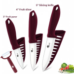 Keraamiline nugade komplekt 3 4 5 6 tolline k&ouml;&ouml;ginugade komplekt puu-k&ouml;&ouml;giviljade viilutamiseks tsirkooniumi valge teraga kokanoad 345inch peeler punane