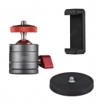 Andoer Mini kuulpea 360 kraadi p&ouml;&ouml;ratav kuulpea statiivi kinnitus alumiiniumsulamist koos magnetilise alustelefoniga must