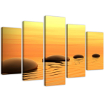 Viieosalise pildiga l&otilde;uenditr&uuml;kk Zen Spa Stones Water Yellow 100x70 oranž