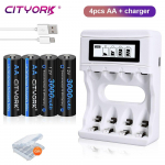 CITYORK 1,2 V AA laetav aku 1,2 V AA 3000 mAh NI-MH Laetavad AA akud Patareid LED taskulambi kaamerale m&auml;nguauto