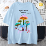 Harajuku Mushroom Print T-s&auml;rk Street Casual Streetwear Harajuku Casual Pullover T-s&auml;rk Naiste moetopsid Suvine spordis&auml;rk S valge