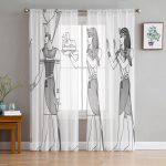 Vana-Egiptuse arhitektuur T&uuml;llkardinad elutuppa K&ouml;&ouml;k Magamistoa Sisustus L&auml;bipaistev Voile kardin Sifonkist aknakatted 1 PCS W100XH250cm