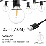 100/50/25 jalga USB LED-tuled 5V 1W G40 plastpirn v&auml;listingimustes veekindel telk Haldja sise&otilde;u Festoon String Light Pulmadekoratsioon