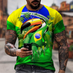 Centenary of Brasil Meeste T-s&auml;rk Suvine O kaelusega Pullover L&uuml;hikeste varrukatega Moodsad r&otilde;ivad Brasiilia lipp Suurem&otilde;&otilde;dulised meester&otilde;ivad XL