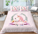 Unicorn voodipesu, &uuml;heinimesevoodi, t&auml;issuuruses multikas Unicorn tr&uuml;kitud padjap&uuml;&uuml;r ja tekikate 2 v&otilde;i 3 kodukaunistus t&uuml;drukute ja lastetoa jaoks UK Single 135x200cm