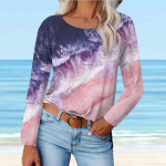 Naiste s&uuml;gistopsid Lahtised kasside mitmesugused mustrid Prindiga Kausaalne pikkade varrukatega T-s&auml;rk top pluus XS must