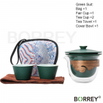 BORREY keraamiline kaasaskantav reisikannu Kung Fu teekannu komplekt &Uuml;ks kannu, kaks tassi klaasist p&otilde;letusvastane teekauss v&auml;lireisi teekomplekt Teek&auml;sit&ouml;&ouml;line Black Travel set