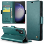 Flip nahast kate Samsung Galaxy S23 Ultra S22 Plus A71 A51 A52 A53 A34 A73 kaardi rahakoti kaitse p&otilde;rutuskindel kate S23 roheline/sinine