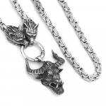 Roostevabast terasest Viking Wolf Head kaelakee Bull Head ripats Kaelakee Hip Hop Punk Meeste roostevabast terasest ehted 40CM