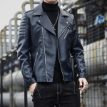 Moodne nahktagi, meeste s&uuml;gis, uus Korea noorte mootorratta &uuml;likond, meeste nahktagi, meeste &uuml;ler&otilde;ivaste trend L