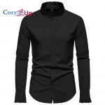 Cozy Up meeste renessansiaegne piraadis&auml;rk, pikkade varrukatega volangi krae smoking meeste s&auml;rk S punane