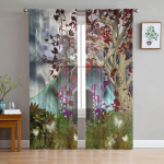 Cartoon Tree House Moon L&auml;bipaistvad kardinad Elutoa aken T&uuml;llkardinad Magamistoa K&ouml;&ouml;gi jaoks Kodukaunistus Voile kardinad W135 x H115cm x1