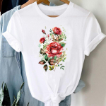 (Aasia suurus) Naised armastavad s&uuml;dant lille armas trend 90ndate printiga daami l&uuml;hikeste varrukatega triibulised riided vabaaja mood T-s&auml;rk Naiste graafiline T-s&auml;rk S