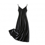 Naiste &otilde;htukleit V-kaelusega &uuml;hev&auml;rviline spagetirihm seljata kleit Varrukateta satiinist pulmapeo midikleit naisteriided 2XL must