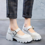 Fujin 7 cm lakk ehtsast nahast suvised naiste platvormi moelukk Mugav t&uuml;druk Preppy stiilis t&uuml;druk Mary Jane Lolita kingad pumbad 34 beež