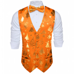 Barry.Wang Meeste Vest Vest Kikilips Hanr&auml;tik Mansetin&ouml;&ouml;bid Jacquard kootud siidist pulma tutvumispeo komplekt M