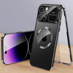 Luksuslik alumiiniumist metallist magnetiline taskukohver iPhone 16 15 14 13 12 Pro Max Plus suurest klaasist objektiivikaitsega juhtmevaba laadimiskaas For iPhone 15 Pro