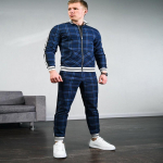 Meeste 3D-ruuduline spordi&uuml;likond H&auml;rrasmeeste komplektid Jope Meeste Komplekt Spordidress Fitness Mood T&otilde;mblukk 2 osa Meeste Komplektid Spordir&otilde;ivad Meeste &uuml;likond M