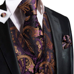 Hi-Tie Meeste Vest Siidist Paisley Lilleline Lips Taskur&auml;tik Mansetin&ouml;&ouml;bid KOMPLEKT Ametlik M