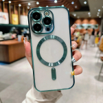 Mood Magsafe Plating kaamera objektiivi kaitse&uuml;mbris iPhone15 jaoks 14 3 12 11 Pro Max silikoonist juhtmevaba magnetiline laadimiskate For iPhone 11 must