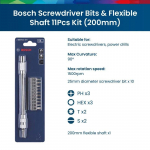 Boschi professionaalne kruvikeerajaotsik, painduv v&otilde;ll, 11 tk, komplekt 200 mm 300 mm kruvikeeraja otsikud, painduv v&otilde;ll