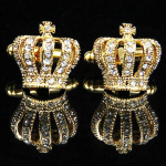 Mens Brass CuffLinks Cuff Links Crystal French Shirt Wedding Party - Gold, 16 x 15mm