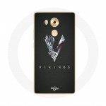 Huawei Mate 8 Vikings Series 6. hooaja logo V &uuml;mbris M&otilde;&otilde;gahall must taust