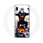 Coque pour Samsung Galaxy A20e Formule 1 Max Verstappen Pilote automobile F1 noir rouge et jaune